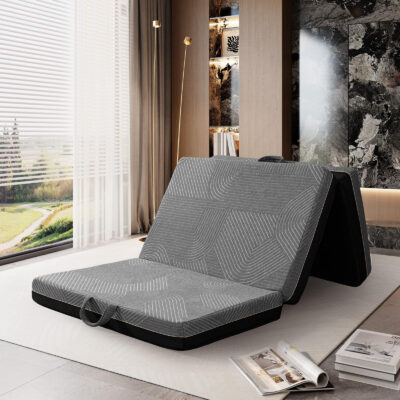 Tri-fold memory foam foldable mattress for home and camping