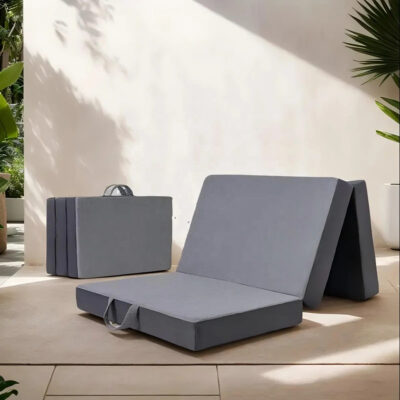Tri-fold memory foam foldable mattress for home and camping