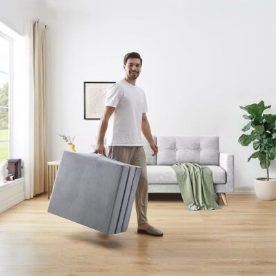 Modern portable foldable mattress with memory foam core for comfort and travel