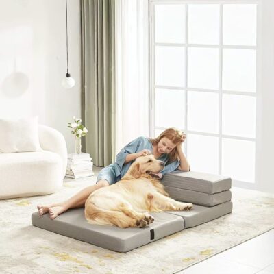 Modern portable foldable mattress with memory foam core for comfort and travel