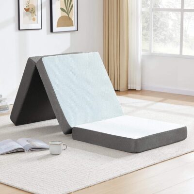 Modern portable foldable mattress with memory foam core for comfort and travel